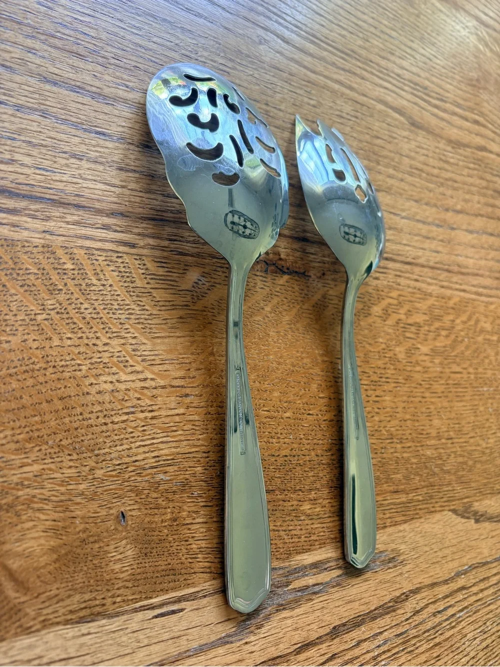 Reed & Barton Tarbor Stainless Steel Macaroni Server & Pierced Vegetable Server